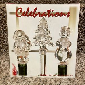 Celebrations Glass Christmas Wine Stoppers (Set of 3)